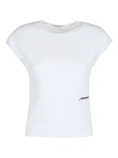 Hinnominate Ribbed Cap-sleeve T-shirt In White