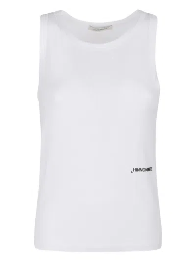 Hinnominate Ribbed Logo Tank Top In White