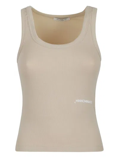 Hinnominate Ribbed Scoop-neck Tank Top In Neutral