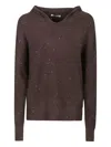 Hinnominate Sequin-embellished Hooded Sweater In Brown