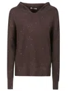 Hinnominate Sequin-embellished Hooded Sweater In Brown