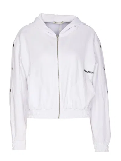 Hinnominate White Sweatshirt With Zip Closure