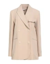 Hinnominate Woman Blazer Beige Size M Polyester, Elastane In Metallic