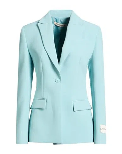 Hinnominate Woman Blazer Light Green Size L Polyester, Elastane In Blue