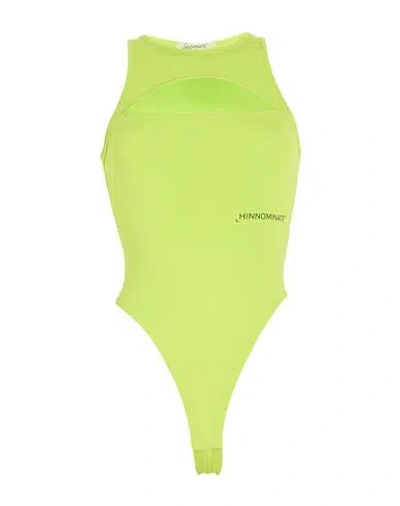 Hinnominate Woman Bodysuit Lime Green Size Xs Cotton, Elastane