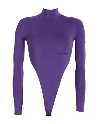 Hinnominate Woman Bodysuit Purple Size L Cotton, Elastane