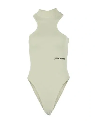 Hinnominate Woman Bodysuit Sage Green Size S Cotton, Elastane In Sage Green