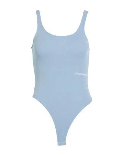 Hinnominate Woman Bodysuit Sky Blue Size M Cotton, Elastane