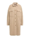 Hinnominate Woman Coat Beige Size M Polyester, Virgin Wool