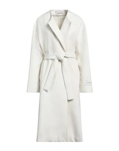 HINNOMINATE HINNOMINATE WOMAN COAT IVORY SIZE L POLYESTER, VISCOSE, ELASTANE