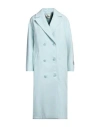 Hinnominate Woman Coat Sky Blue Size S Polyester, Viscose, Elastane