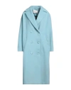 Hinnominate Woman Coat Turquoise Size M Polyester, Viscose, Elastane In Blue