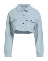 Hinnominate Woman Denim Outerwear Sky Blue Size M Cotton