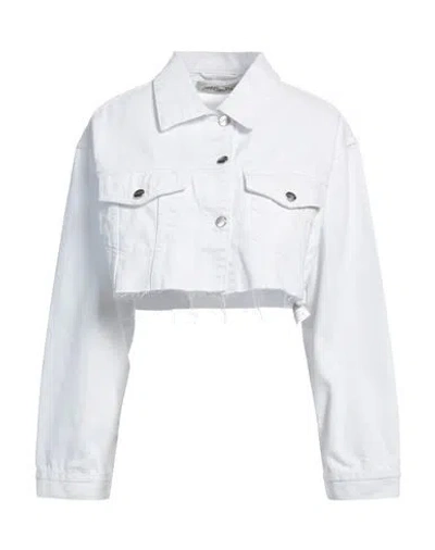 Hinnominate Woman Denim Outerwear White Size M Cotton