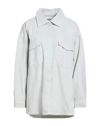 Hinnominate Woman Denim Shirt Light Grey Size L Cotton In Gray
