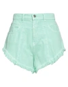 Hinnominate Woman Denim Shorts Light Green Size M Cotton