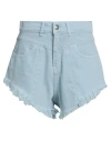 Hinnominate Woman Denim Shorts Sky Blue Size 26 Cotton In Blue