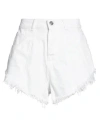 Hinnominate Woman Denim Shorts White Size M Cotton In White