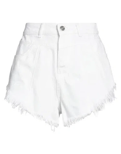 Hinnominate Woman Denim Shorts White Size M Cotton