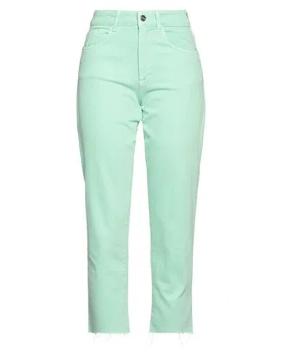 Hinnominate Woman Denim Pants Light Green Size M Cotton