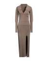 Hinnominate Woman Maxi Dress Khaki Size S Viscose, Polyester, Polyamide In Beige