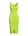 Hinnominate Woman Midi Dress Lime Green Size L Cotton, Elastane