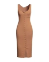 Hinnominate Woman Midi Dress Camel Size L Cotton, Elastane In Beige