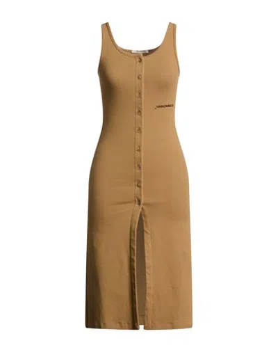 Hinnominate Woman Midi Dress Camel Size S Cotton, Elastane In Brown
