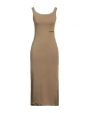 Hinnominate Woman Midi Dress Khaki Size S Cotton, Elastane In Beige