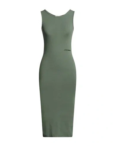 Hinnominate Woman Midi Dress Military Green Size Xs Cotton, Elastane In Multi