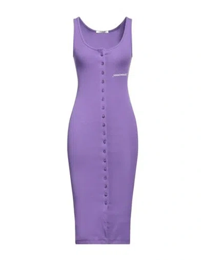 Hinnominate Woman Midi Dress Purple Size M Cotton, Elastane