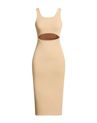Hinnominate Woman Midi Dress Sand Size S Cotton, Elastane In Nude