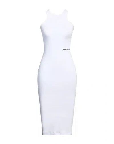 Hinnominate Woman Midi Dress White Size M Cotton, Elastane