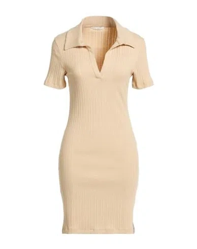 Hinnominate Woman Mini Dress Beige Size S Cotton, Elastane
