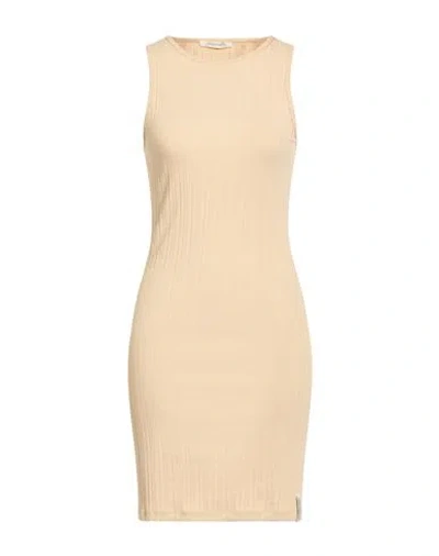 Hinnominate Woman Mini Dress Beige Size Xs Cotton, Elastane