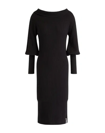 Hinnominate Woman Mini Dress Black Size Xs Viscose, Polyester, Polyamide In Gold