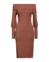 Hinnominate Woman Mini Dress Brown Size S Viscose, Polyester, Polyamide