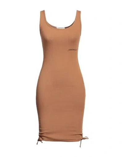 Hinnominate Woman Mini Dress Camel Size L Cotton, Elastane In Beige