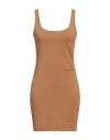 Hinnominate Woman Mini Dress Camel Size M Cotton, Elastane In Beige