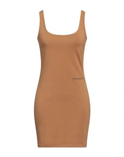 Hinnominate Woman Mini Dress Camel Size M Cotton, Elastane In Beige