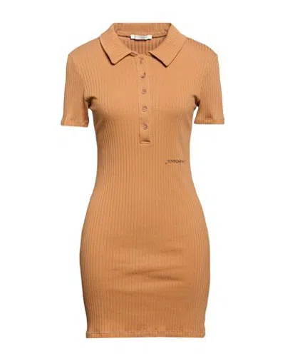 Hinnominate Woman Mini Dress Camel Size M Cotton, Elastane, Polyester In Orange
