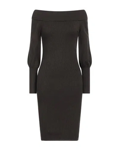 Hinnominate Woman Mini Dress Dark Brown Size S Viscose, Polyester, Polyamide