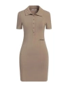 Hinnominate Woman Mini Dress Khaki Size M Viscose, Elastane In Beige
