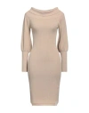 Hinnominate Woman Mini Dress Light Brown Size Xs Viscose, Polyester, Polyamide In Beige