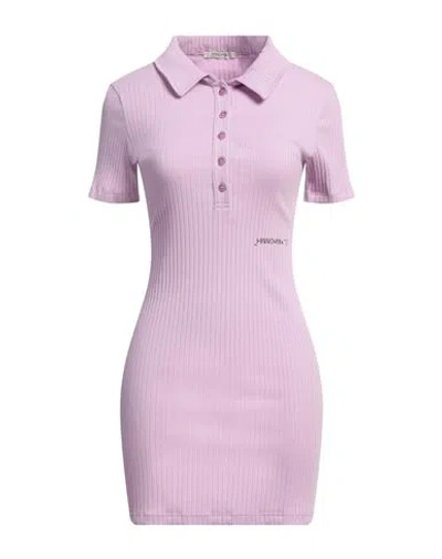 Hinnominate Woman Mini Dress Lilac Size M Cotton, Elastane, Polyester In Purple
