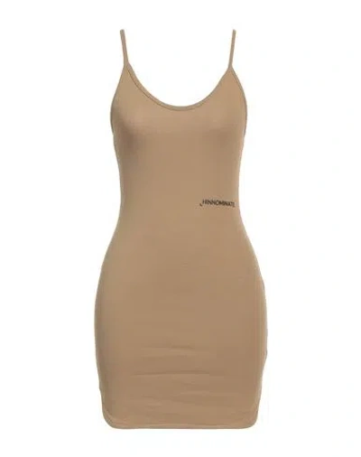 Hinnominate Woman Mini Dress Military Green Size L Cotton, Elastane