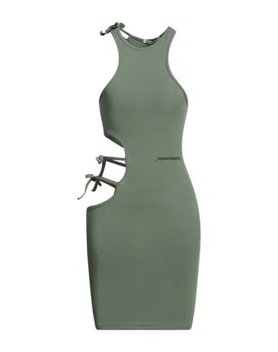 Hinnominate Woman Mini Dress Sage Green Size S Cotton, Elastane