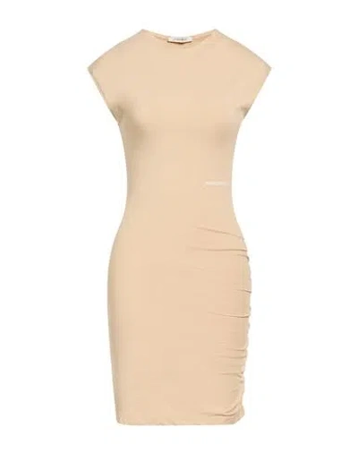 Hinnominate Woman Mini Dress Sand Size M Cotton, Elastane In Neutral