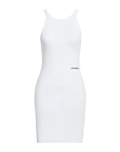 Hinnominate Woman Mini Dress White Size S Cotton, Elastane