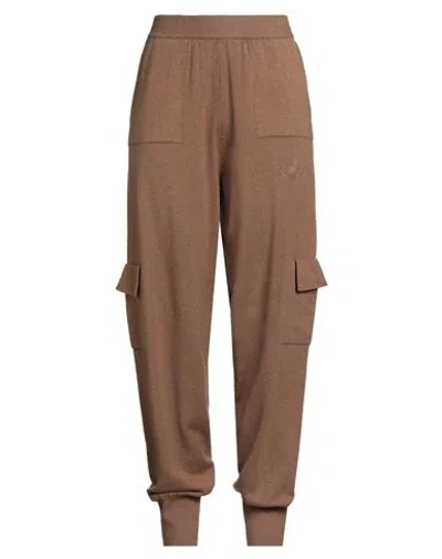 Hinnominate Woman Pants Brown Size L Viscose, Polyester, Polyamide